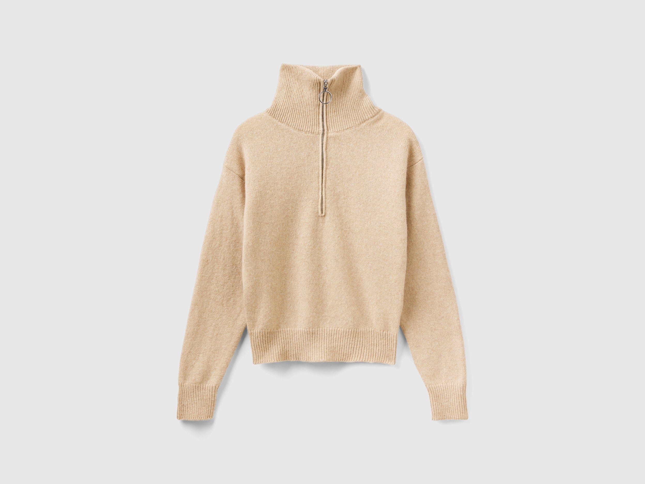 يونايتد كولورز اوف بينيتون بلوفر سادة بسحاب كم طويل نسائي