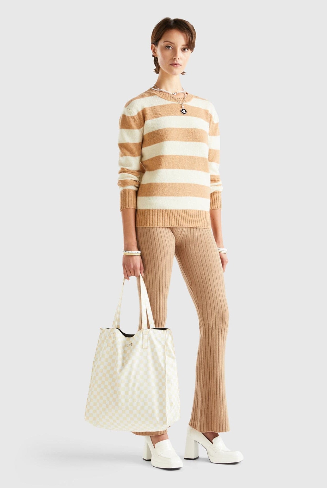 يونايتد كولورز اوف بينيتون سترة مخططة من صوف شتلاند الخالص