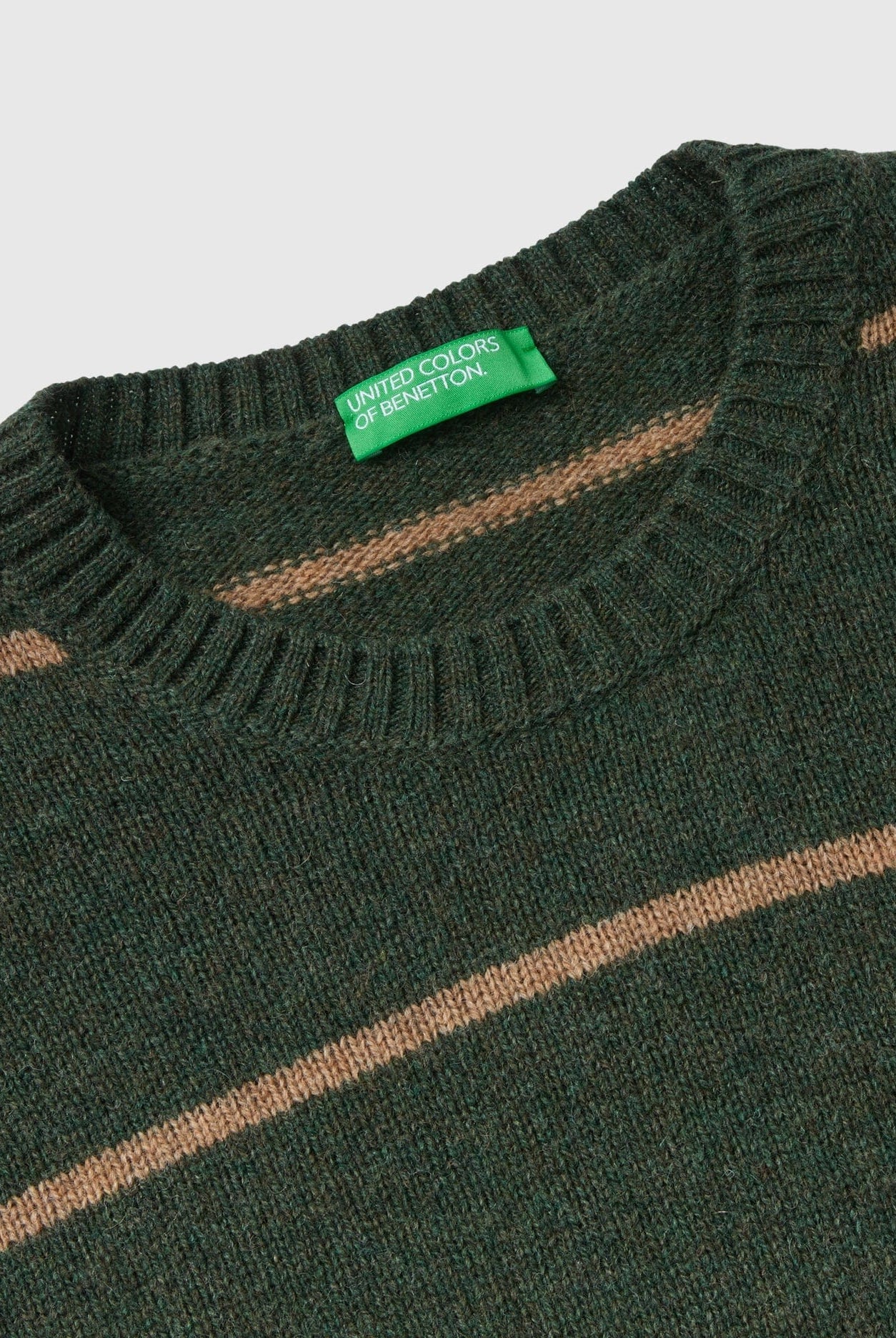 يونايتد كولورز اوف بينيتون بلوفر صوف مخطط بالعرض كم طويل رجالي