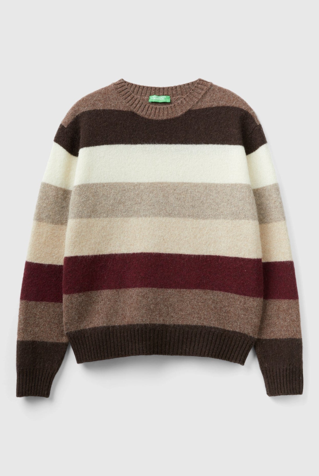 يونايتد كولورز اوف بينيتون بلوفر مخطط من الصوف الخالص كم طويل رجالي