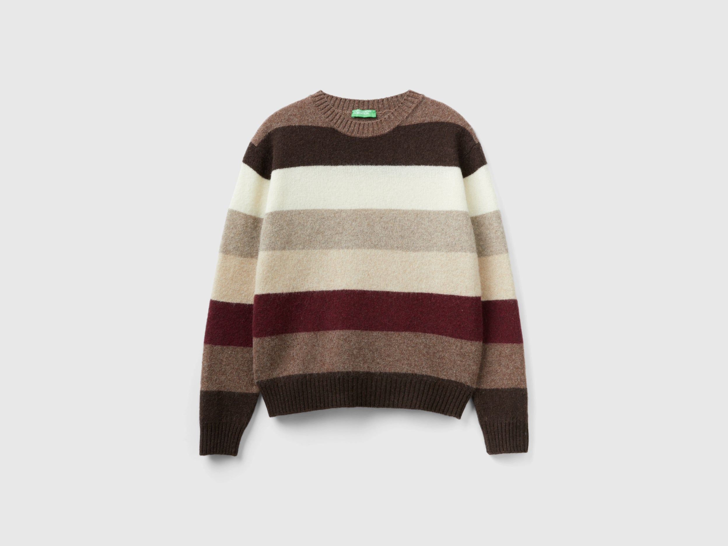 يونايتد كولورز اوف بينيتون بلوفر مخطط من الصوف الخالص كم طويل رجالي