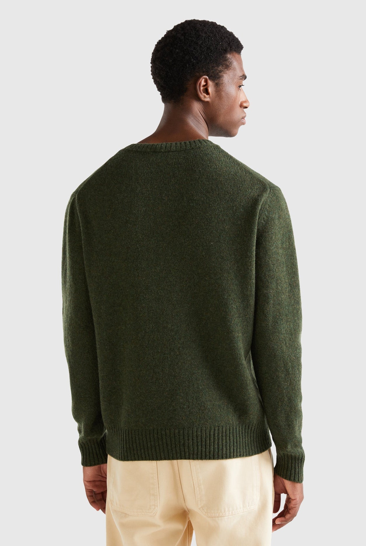 يونايتد كولورز اوف بينيتون بلوفر من صوف كم طويل سادة رجالي