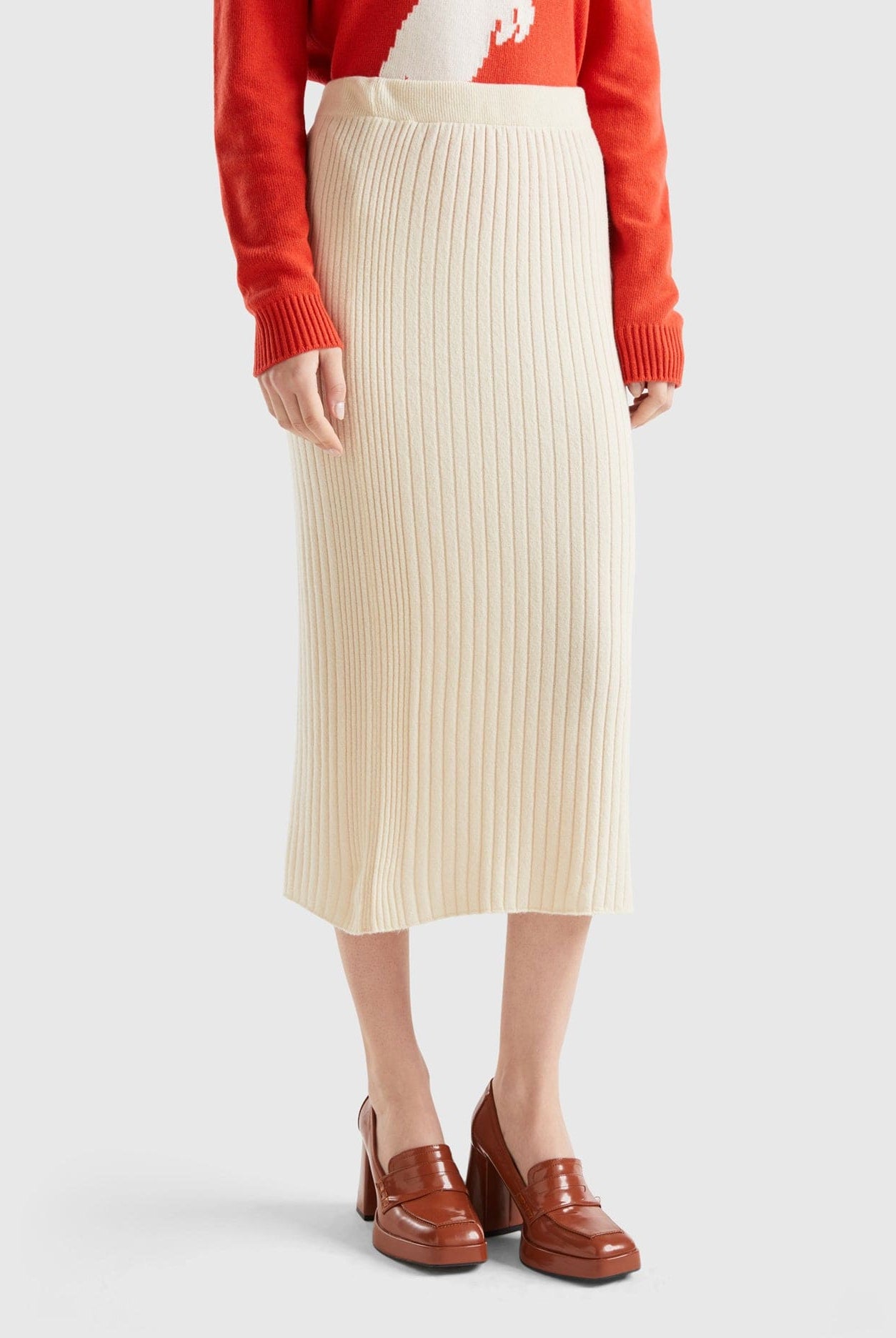 يونايتد كولورز اوف بينيتون تنورة ميدي نسائية مضلعة