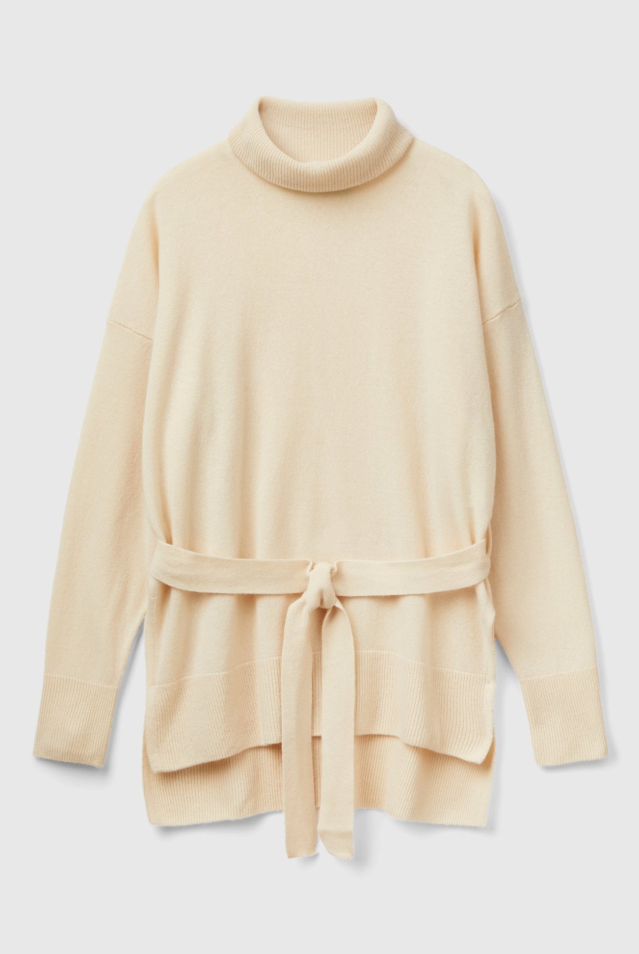 يونايتد كولورز اوف بينيتون بلوفر بياقة عالية مع حزام كبير الحجم نسائي