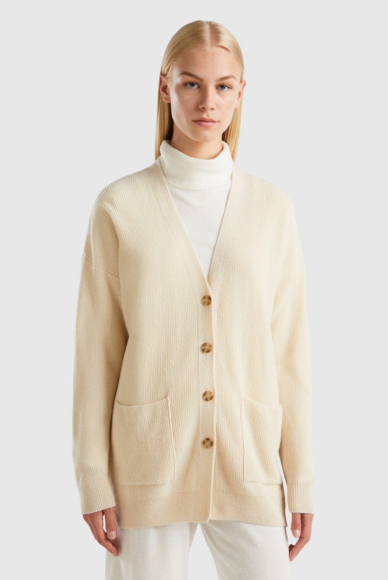 يونايتد كولورز اوف بينيتون كارديجان فضفاض من مزيج الصوف