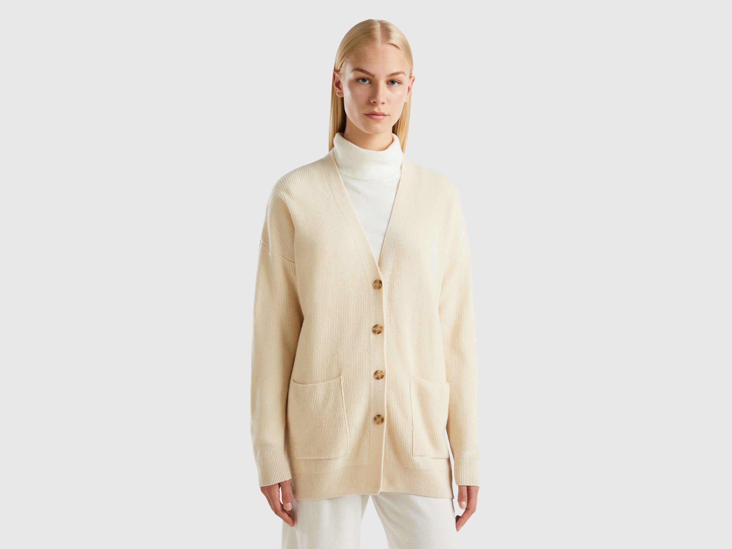 يونايتد كولورز اوف بينيتون كارديجان فضفاض من مزيج الصوف