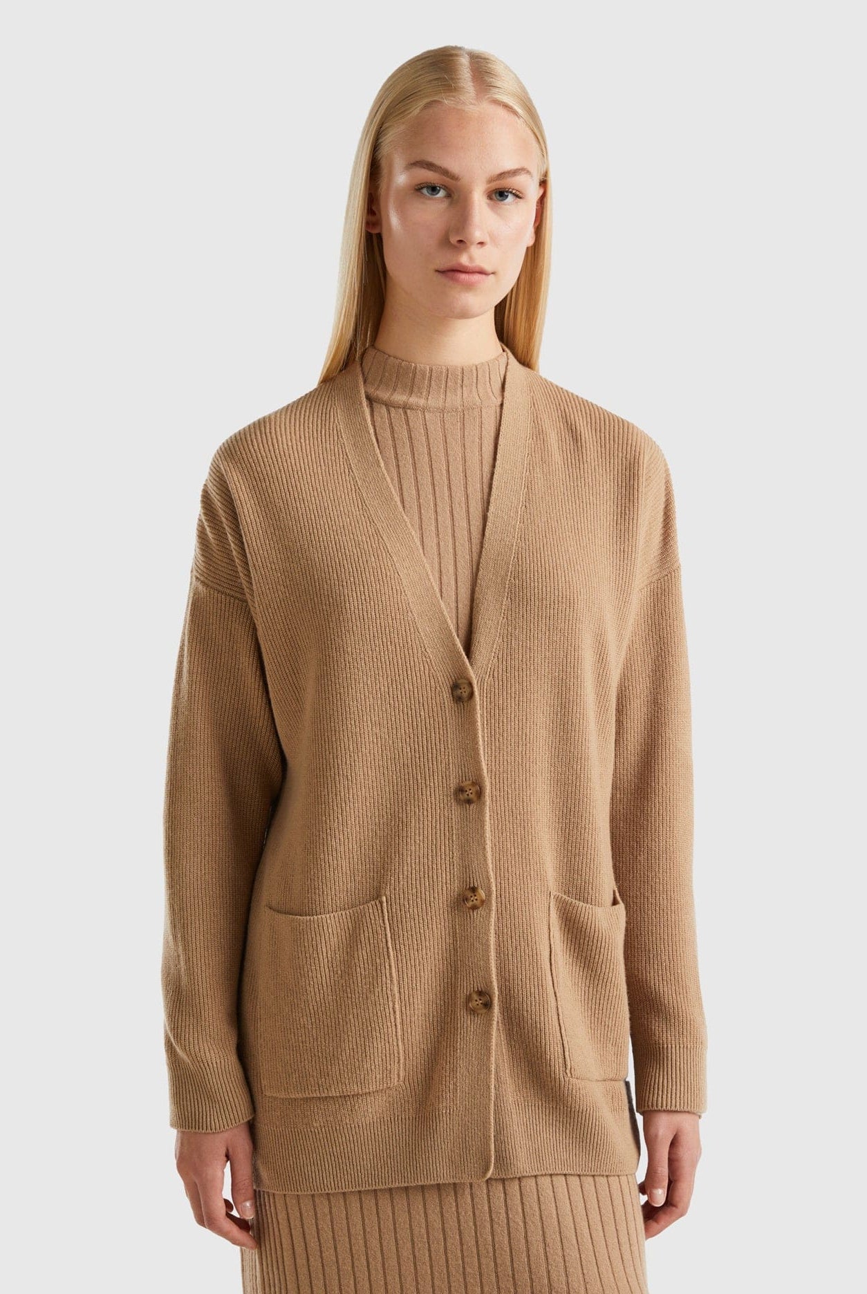 يونايتد كولورز اوف بينيتون كارديجان فضفاض من مزيج الصوف