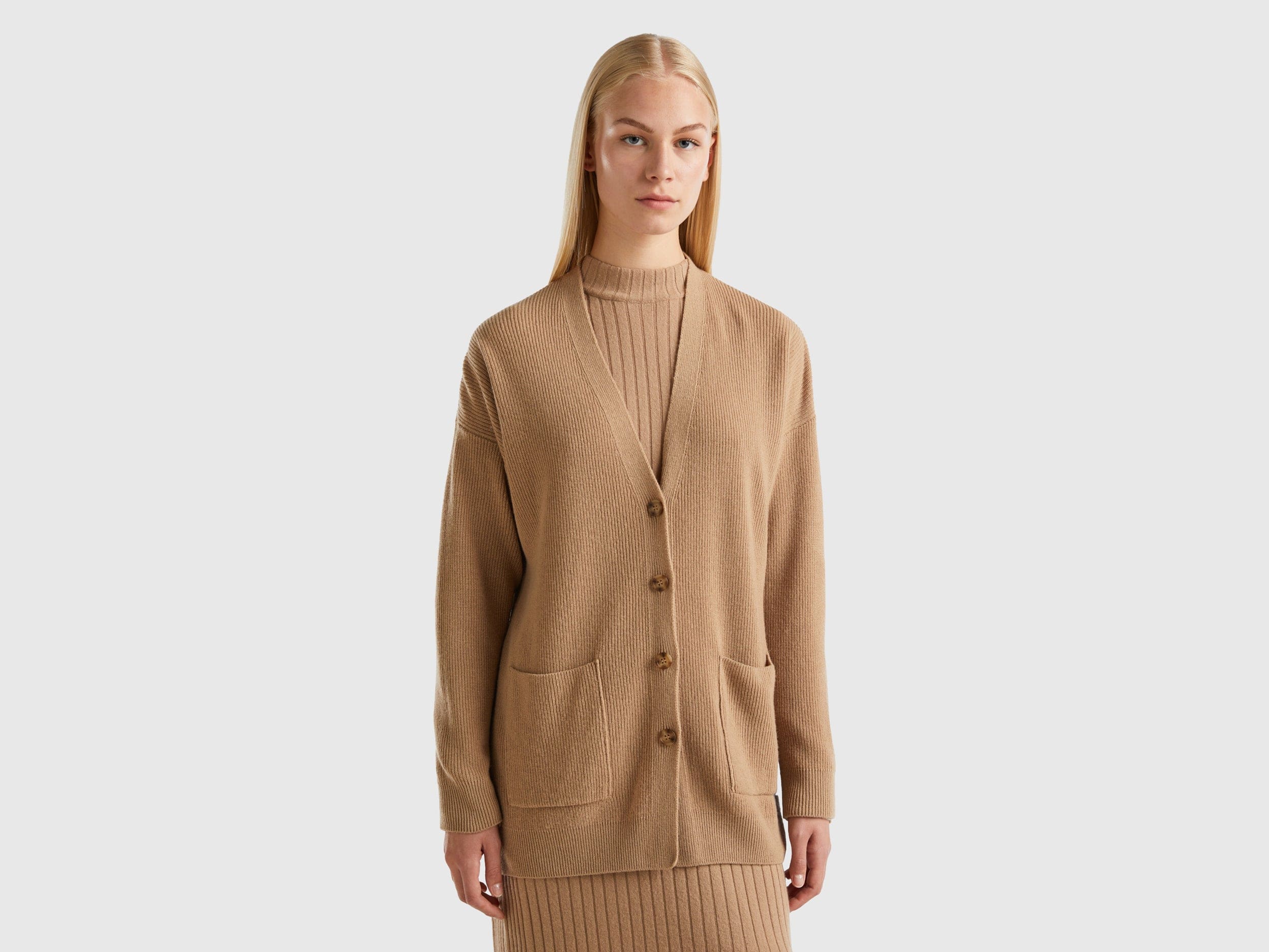 يونايتد كولورز اوف بينيتون كارديجان فضفاض من مزيج الصوف