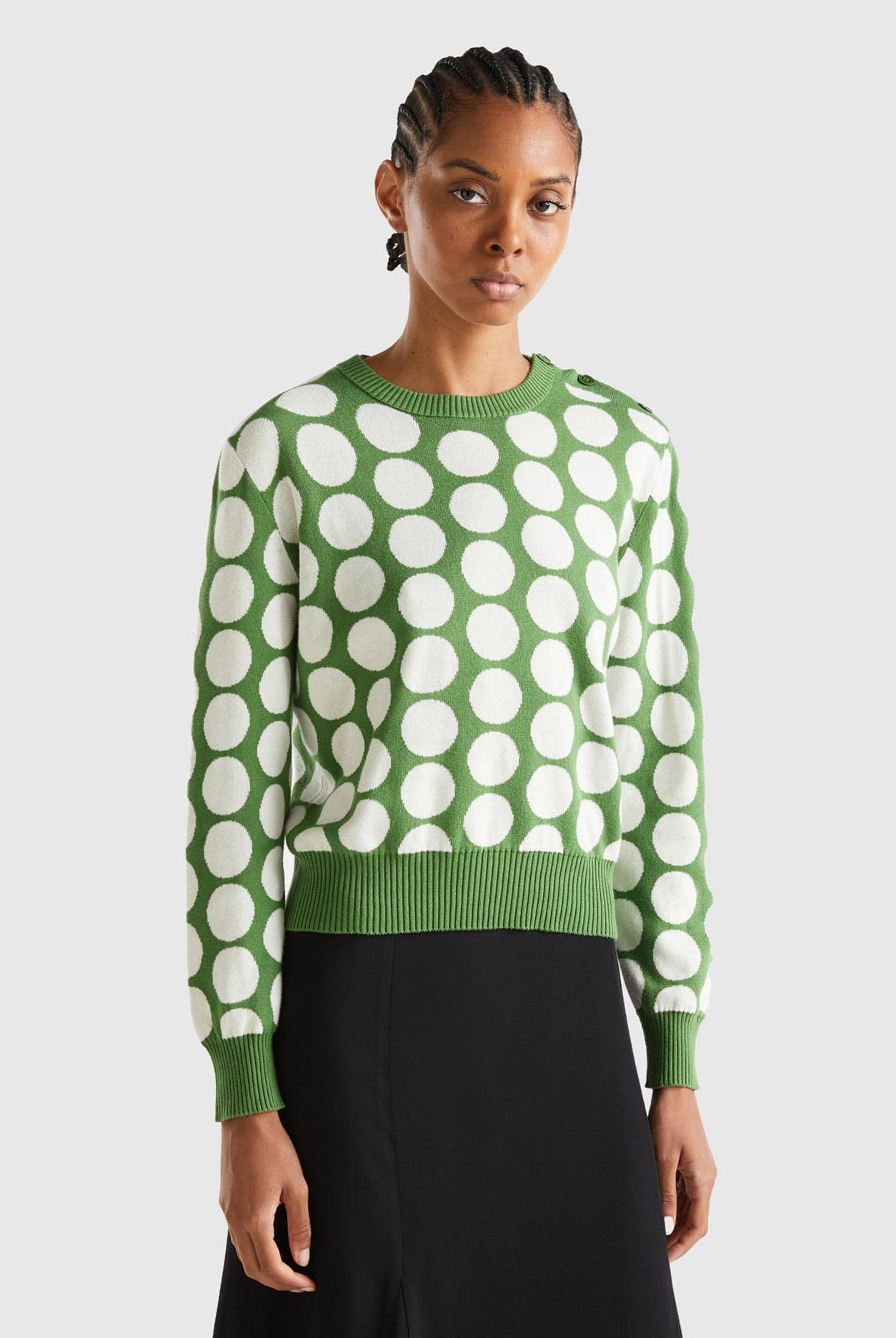 يونايتد كولورز اوف بينيتون سويتر ملون بنقوش نقاط في قطن تريكو