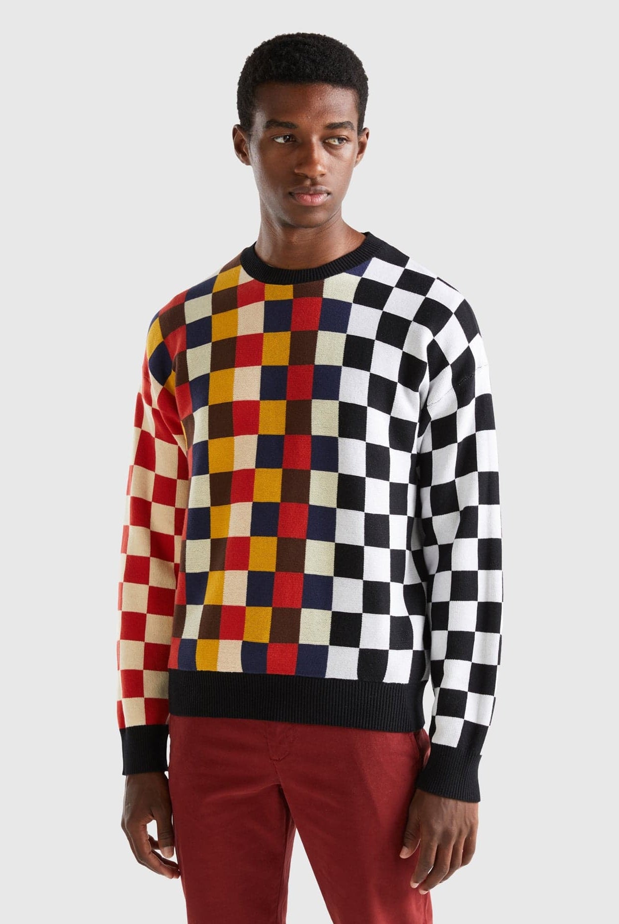 يونايتد كولورز اوف بينيتون بلوفر مقلم بنسبة 100% قطن رجالي