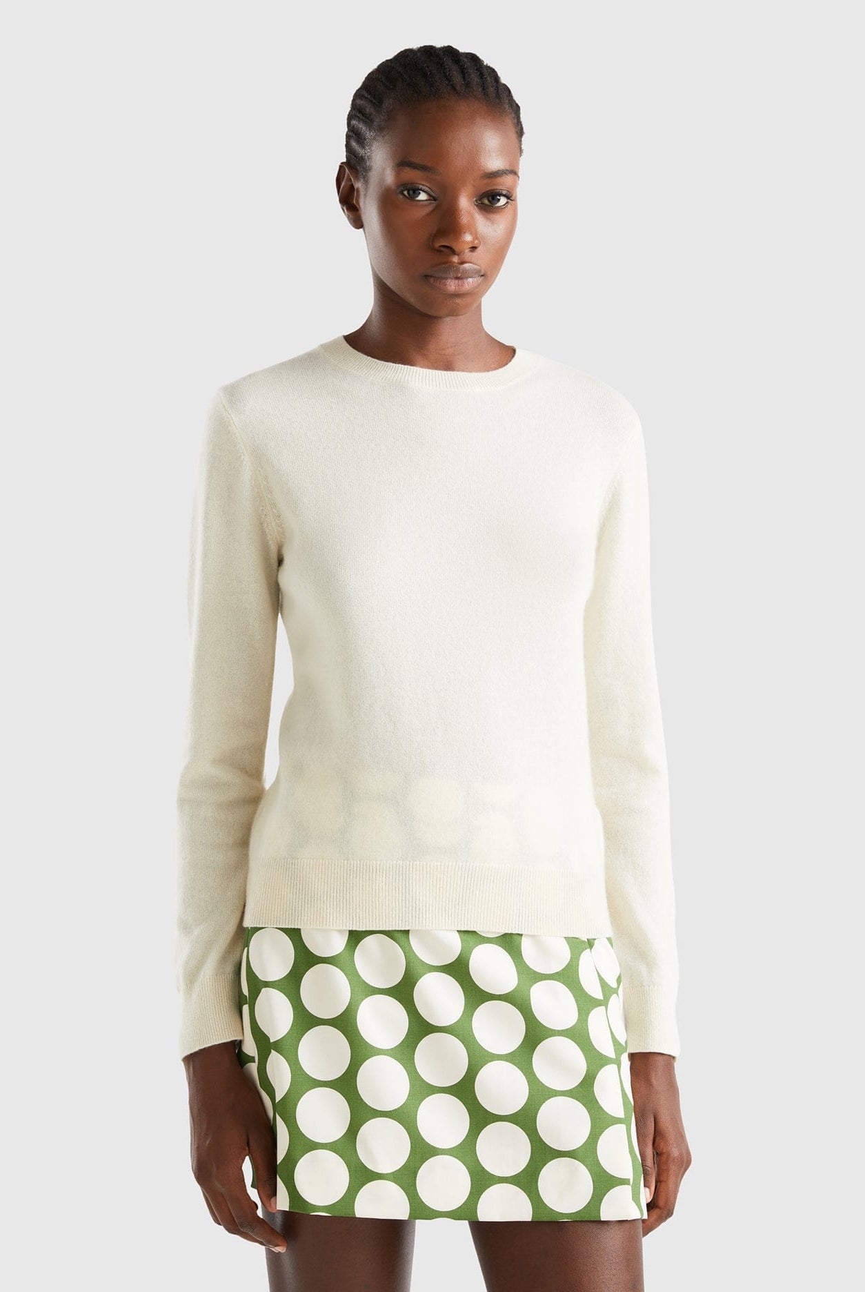 يونايتد كولورز اوف بينيتون بلوفر رمادي داكن من الكشمير الخالص نسائي