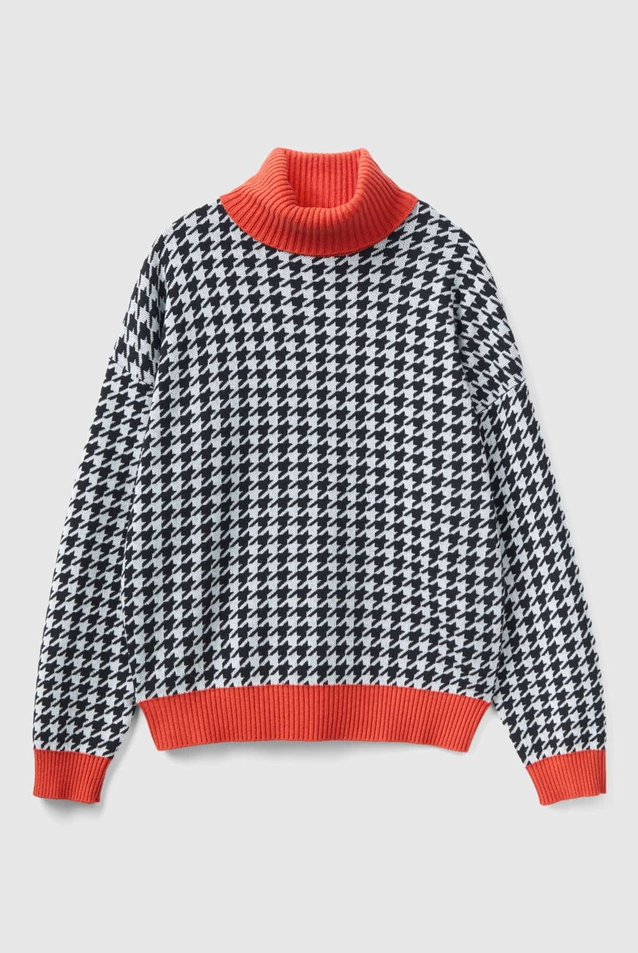 يونايتد كولورز اوف بينيتون سترة نسائي عنق السلحفاة بنقشة هاوندستوث