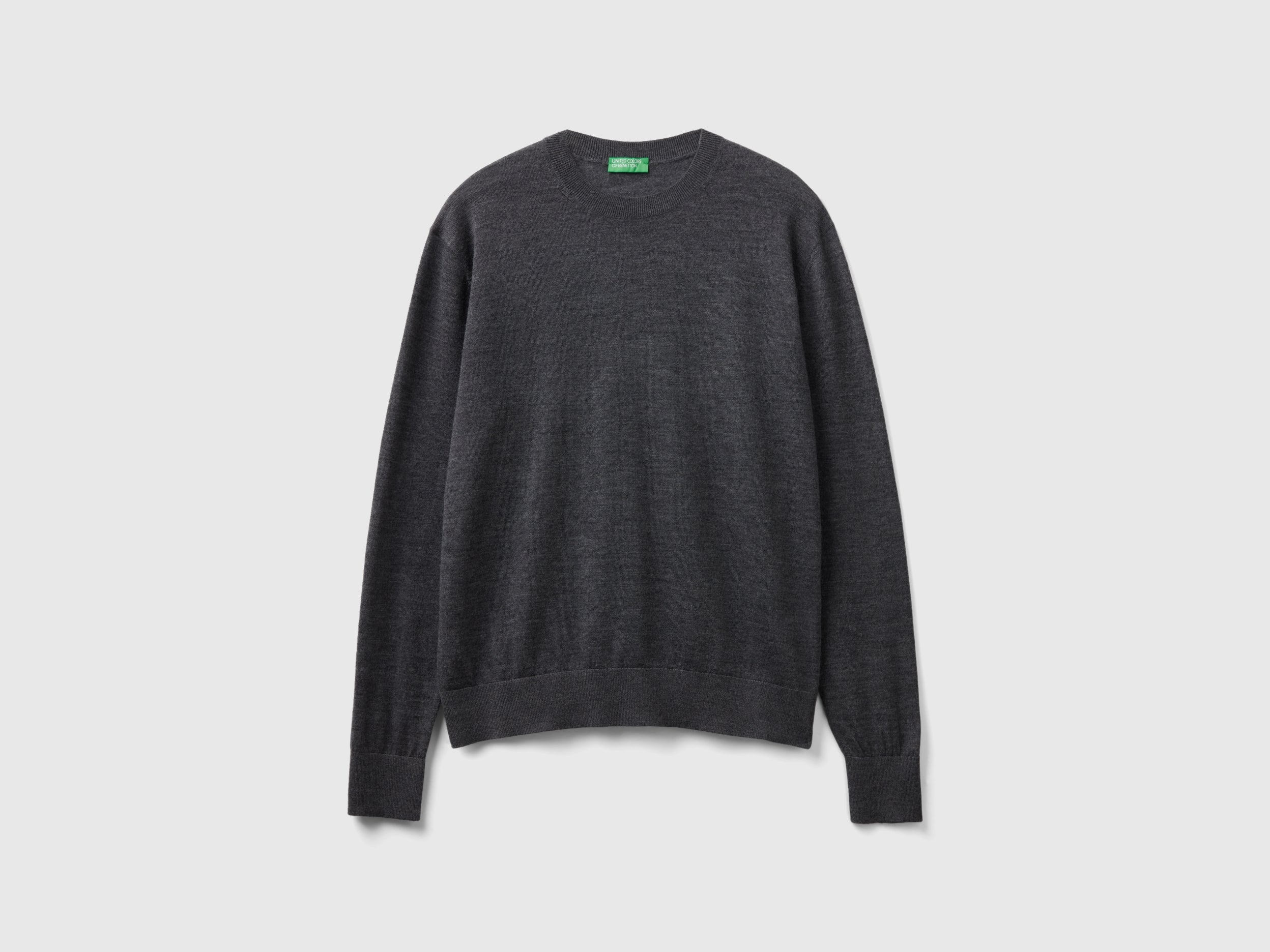 يونايتد كولورز اوف بينيتون بلوفر رمادي داكن من صوف ميرينو الخالص