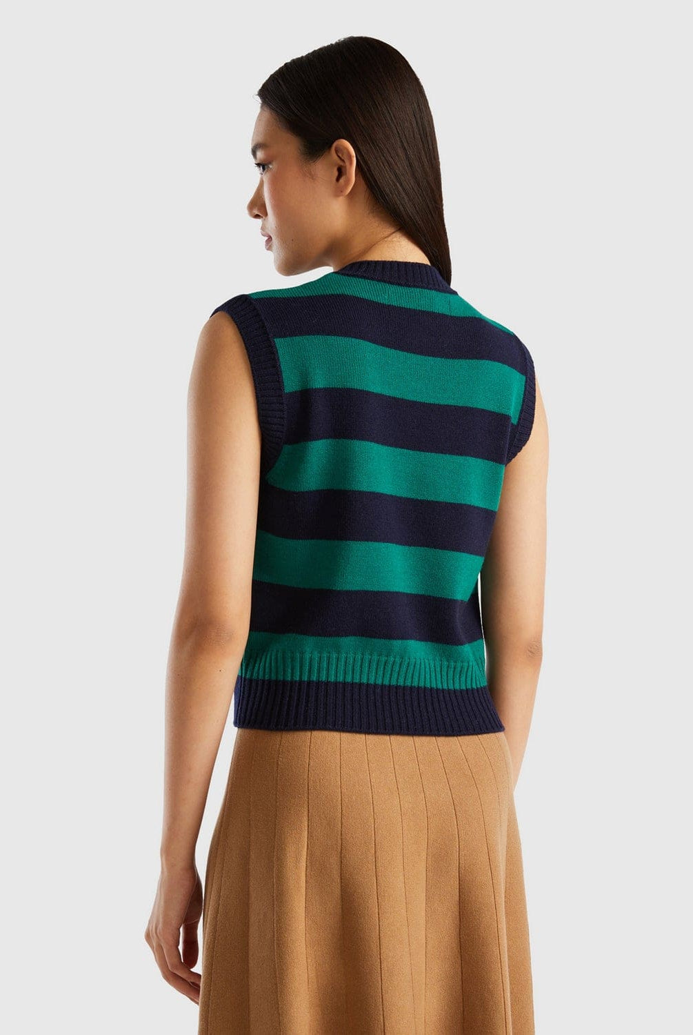 يونايتد كولورز اوف بينيتون بلوفر صوف مخطط نسائي