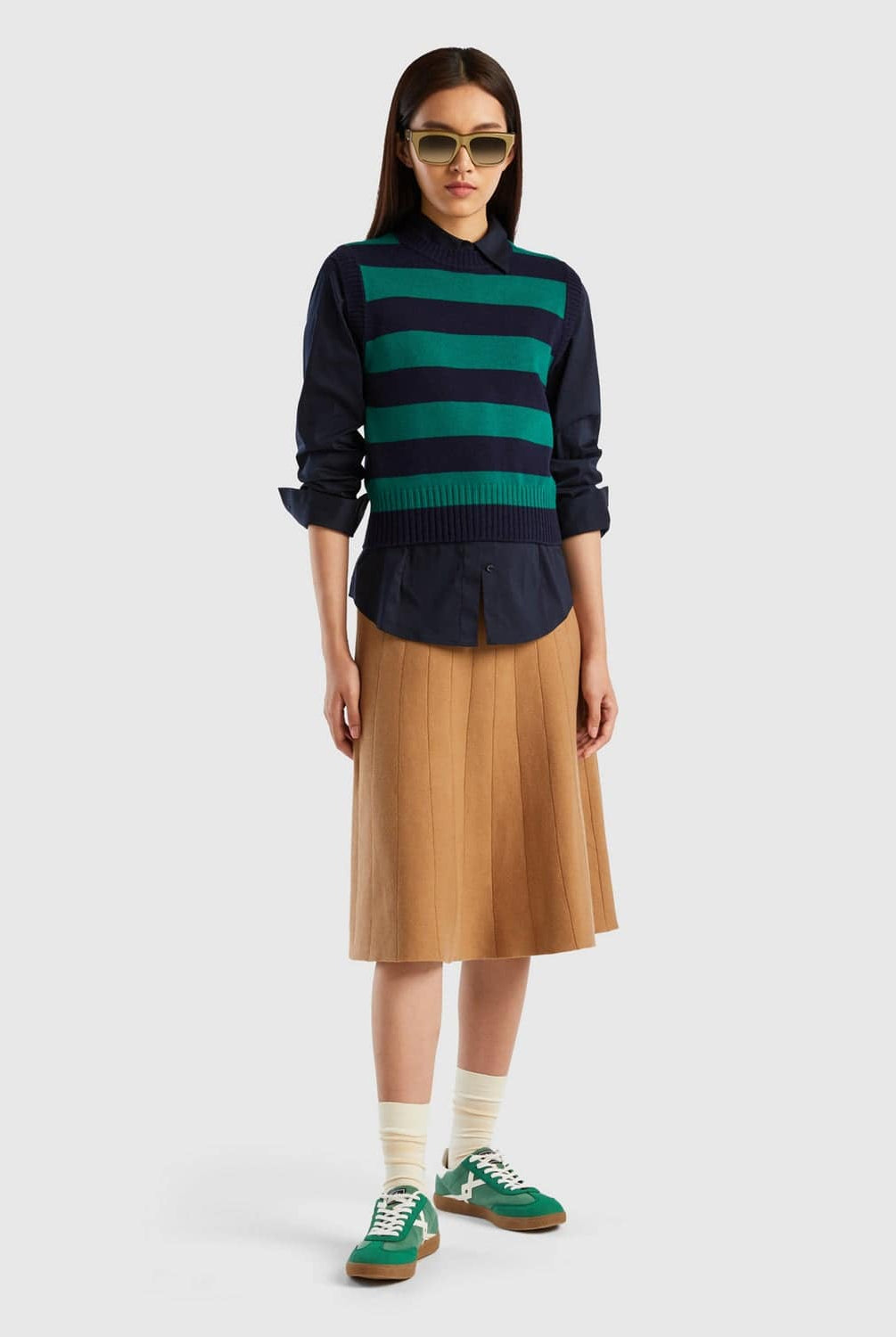 يونايتد كولورز اوف بينيتون بلوفر صوف مخطط نسائي