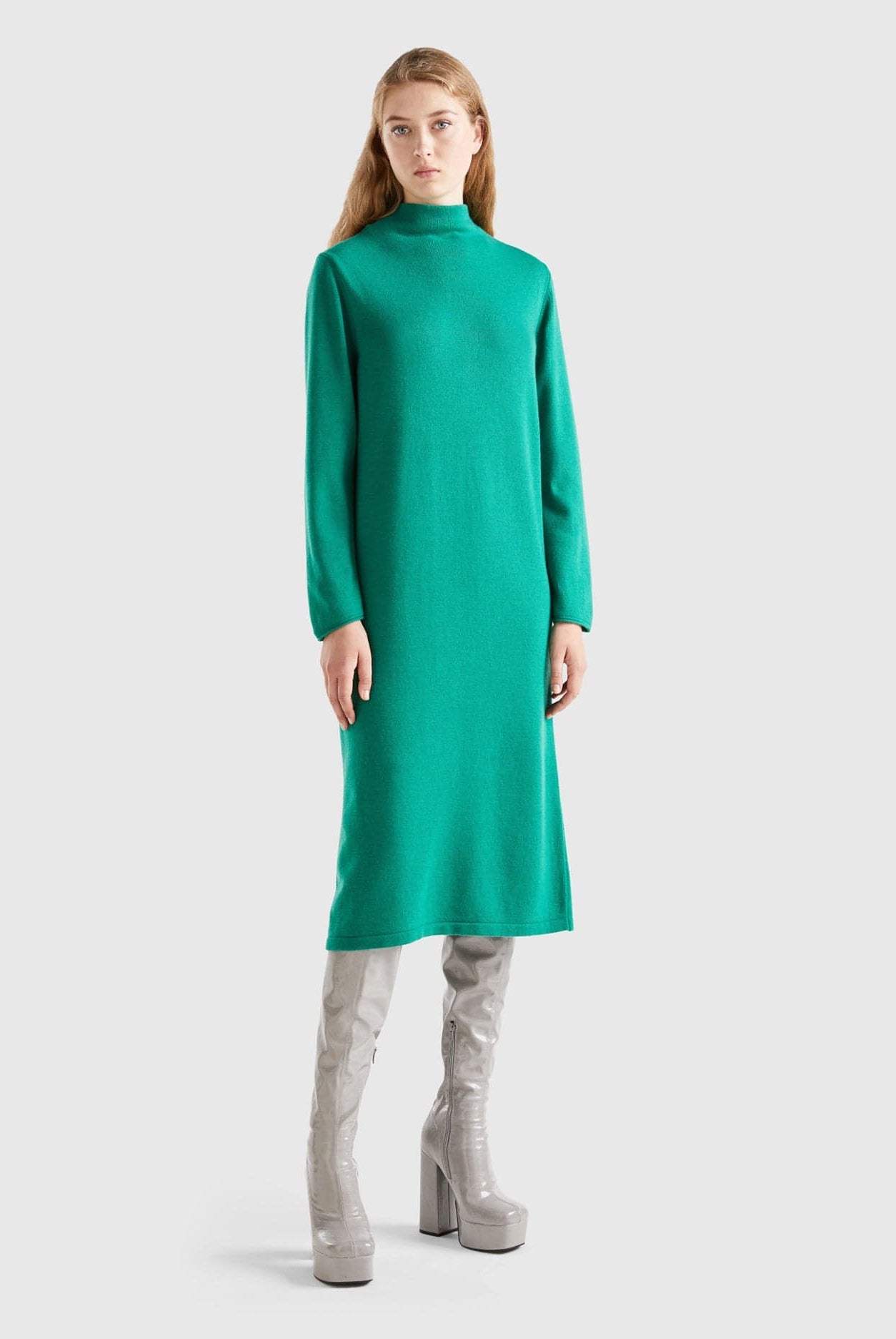 يونايتد كولورز اوف بينيتون فستان ميدي من مزيج الكشمير نسائي