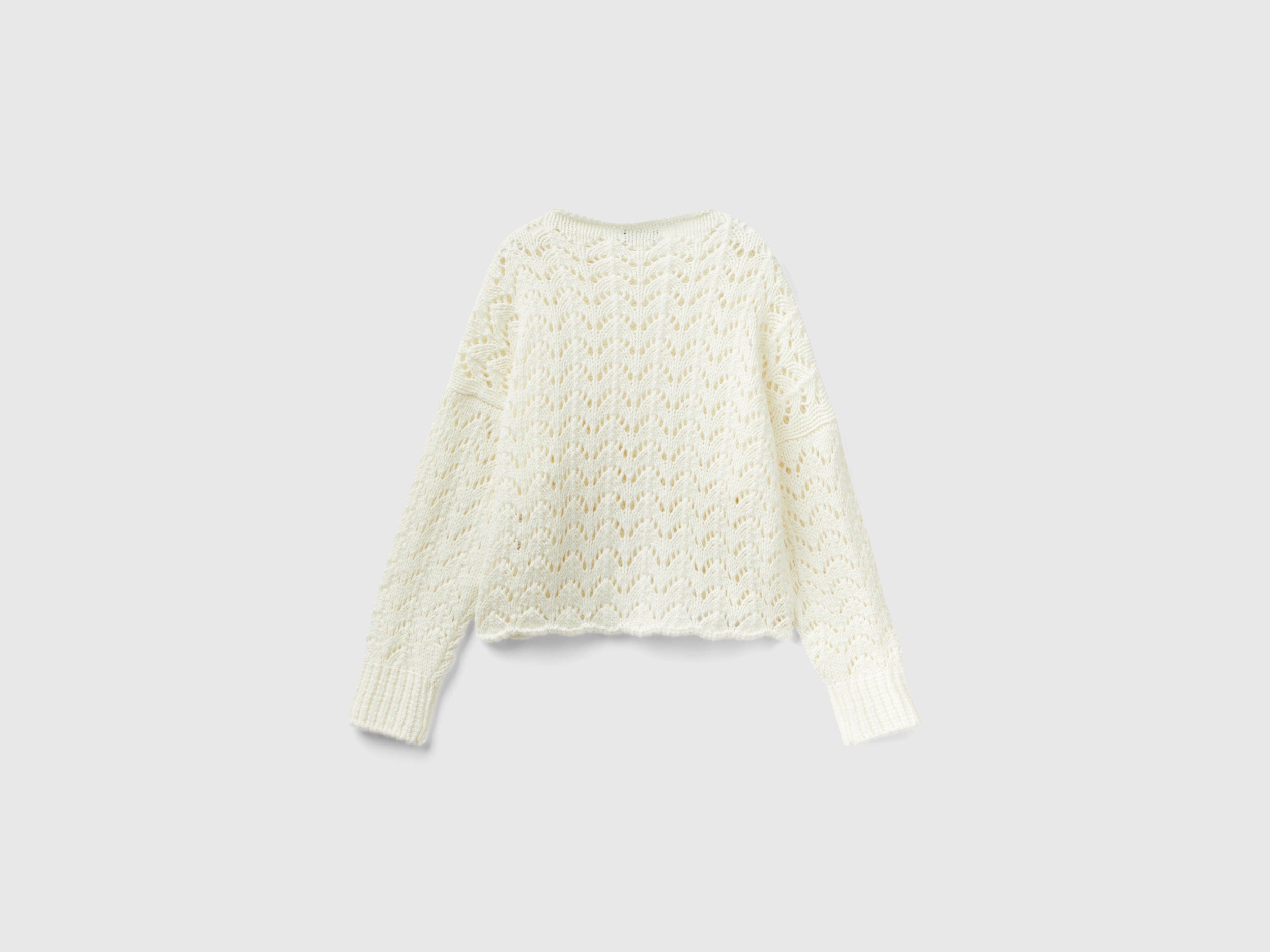 يونايتد كولورز اوف بينيتون بلوفر صوف مخرم كم طويل نسائي