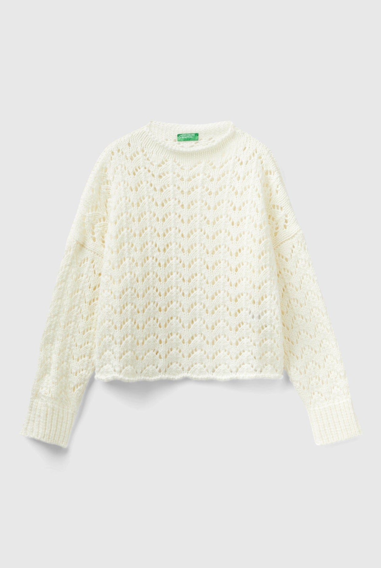 يونايتد كولورز اوف بينيتون بلوفر صوف مخرم كم طويل نسائي