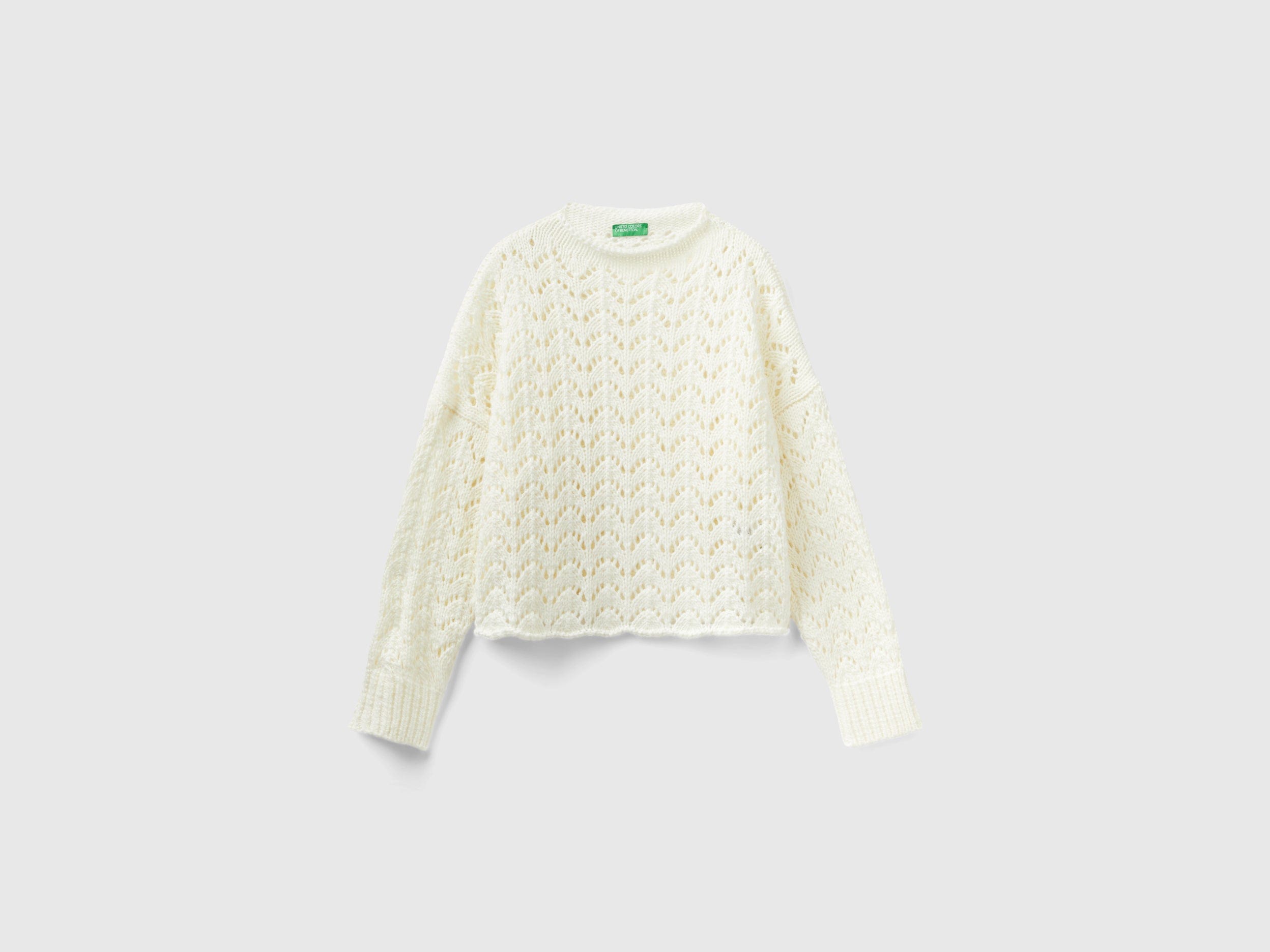 يونايتد كولورز اوف بينيتون بلوفر صوف مخرم كم طويل نسائي