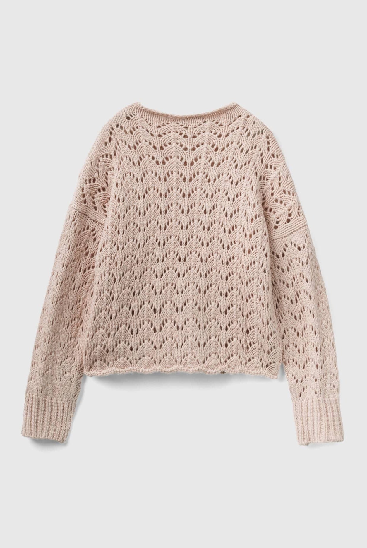 يونايتد كولورز اوف بينيتون بلوفر صوف مخرم كم طويل نسائي