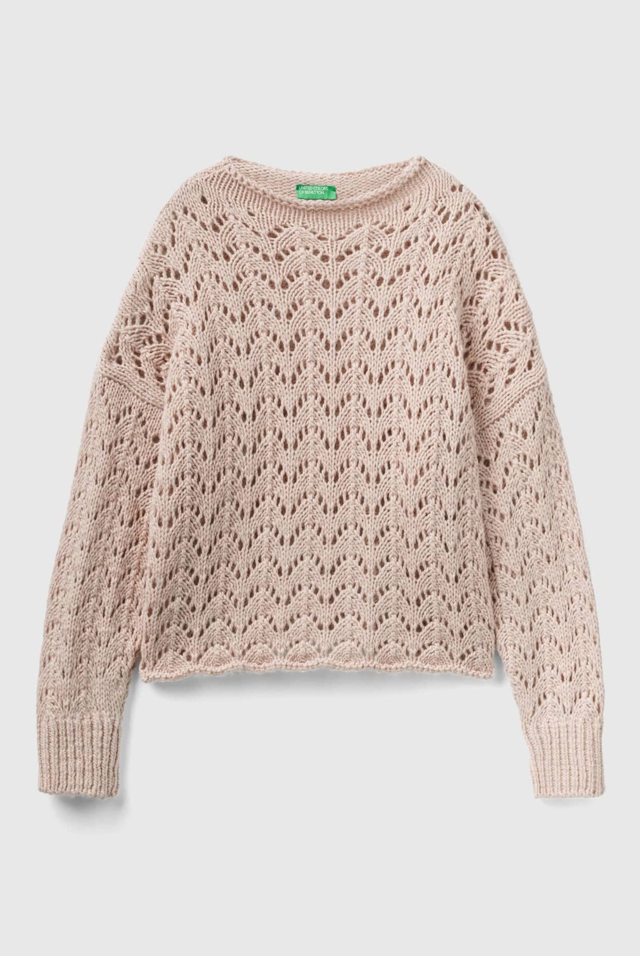 يونايتد كولورز اوف بينيتون بلوفر صوف مخرم كم طويل نسائي