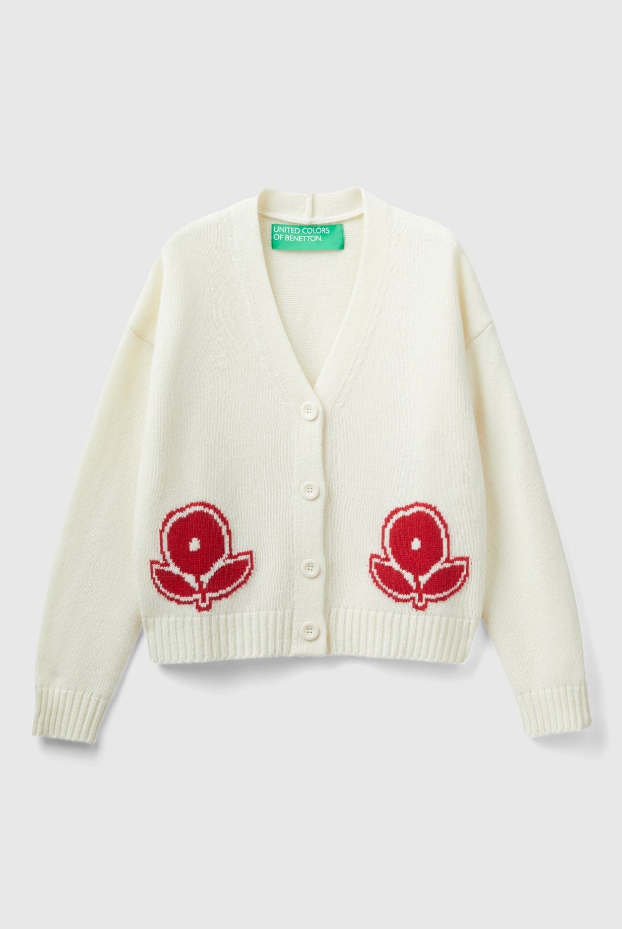 يونايتد كولورز اوف بينيتون كارديجان بتطريز زهور بأزرار أمامية نسائي