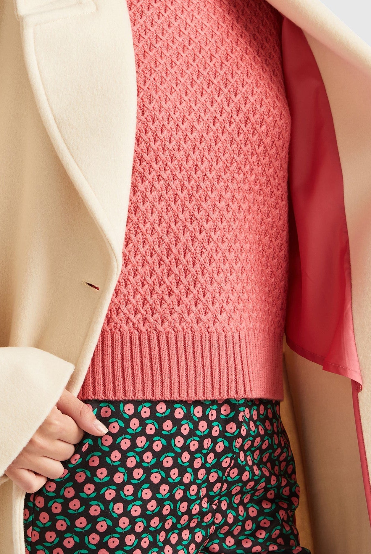 يونايتد كولورز اوف بينيتون معطف بنقشة زهور مع جيوب