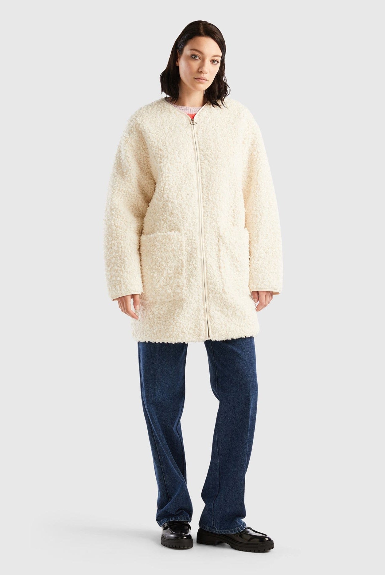 يونايتد كولورز اوف بينيتون معطف نحيف بدون ياقة نسائي