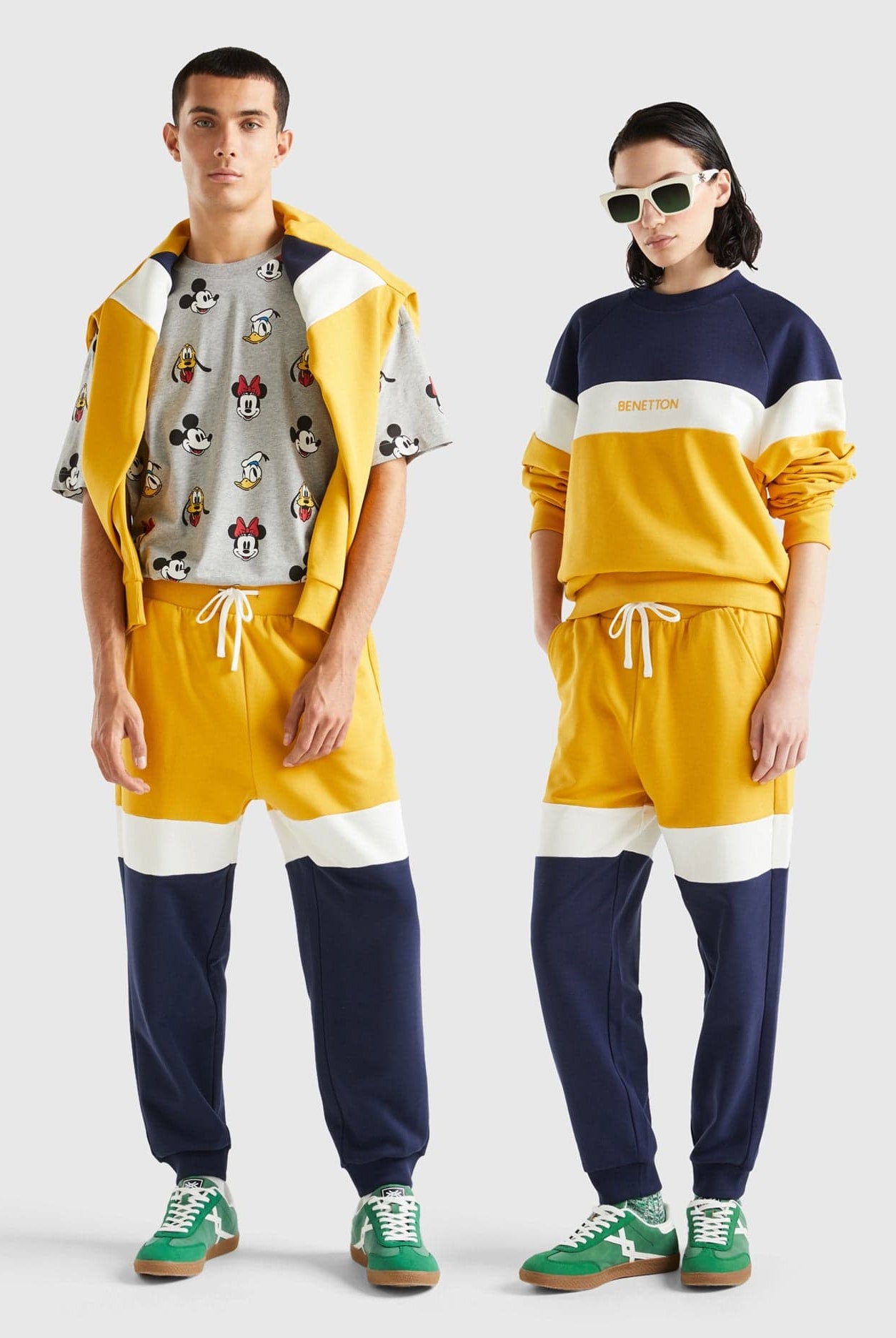 يونايتد كولورز اوف بينيتون بنطلون رياضي مخطط بالعرض مع رباط خصر