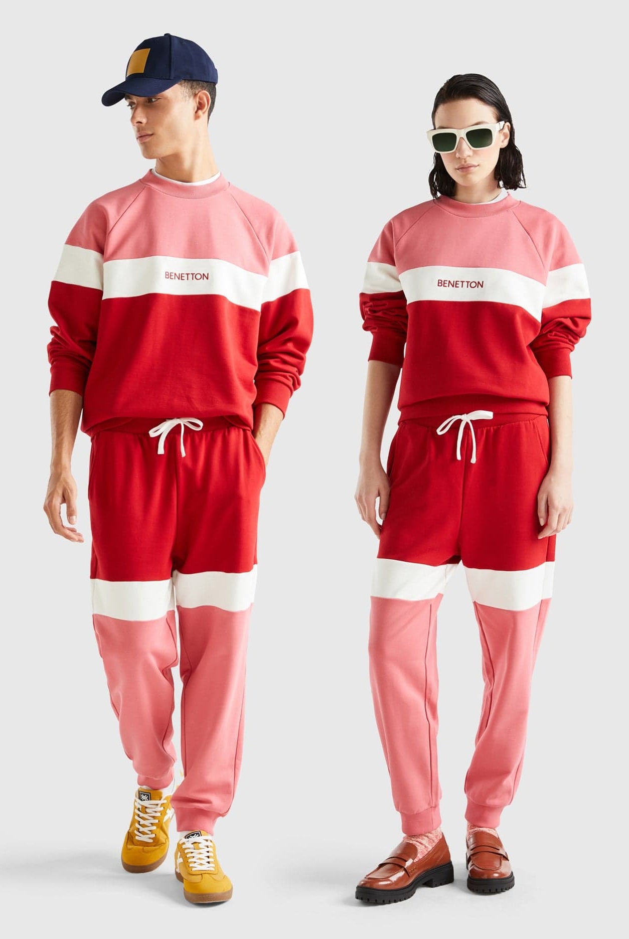 يونايتد كولورز اوف بينيتون بنطلون رياضي مخطط بالعرض مع رباط خصر