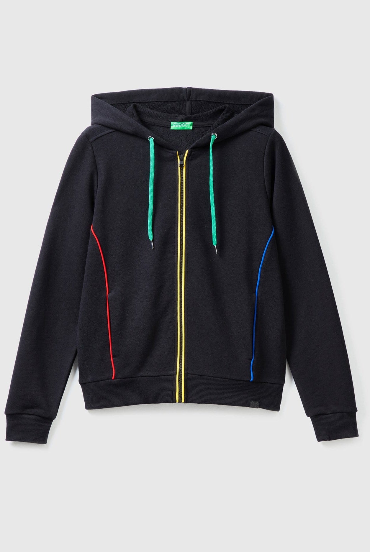 يونايتد كولورز اوف بينيتون سويت شيرت قطن بسحاب وقبعة بسحاب نسائي