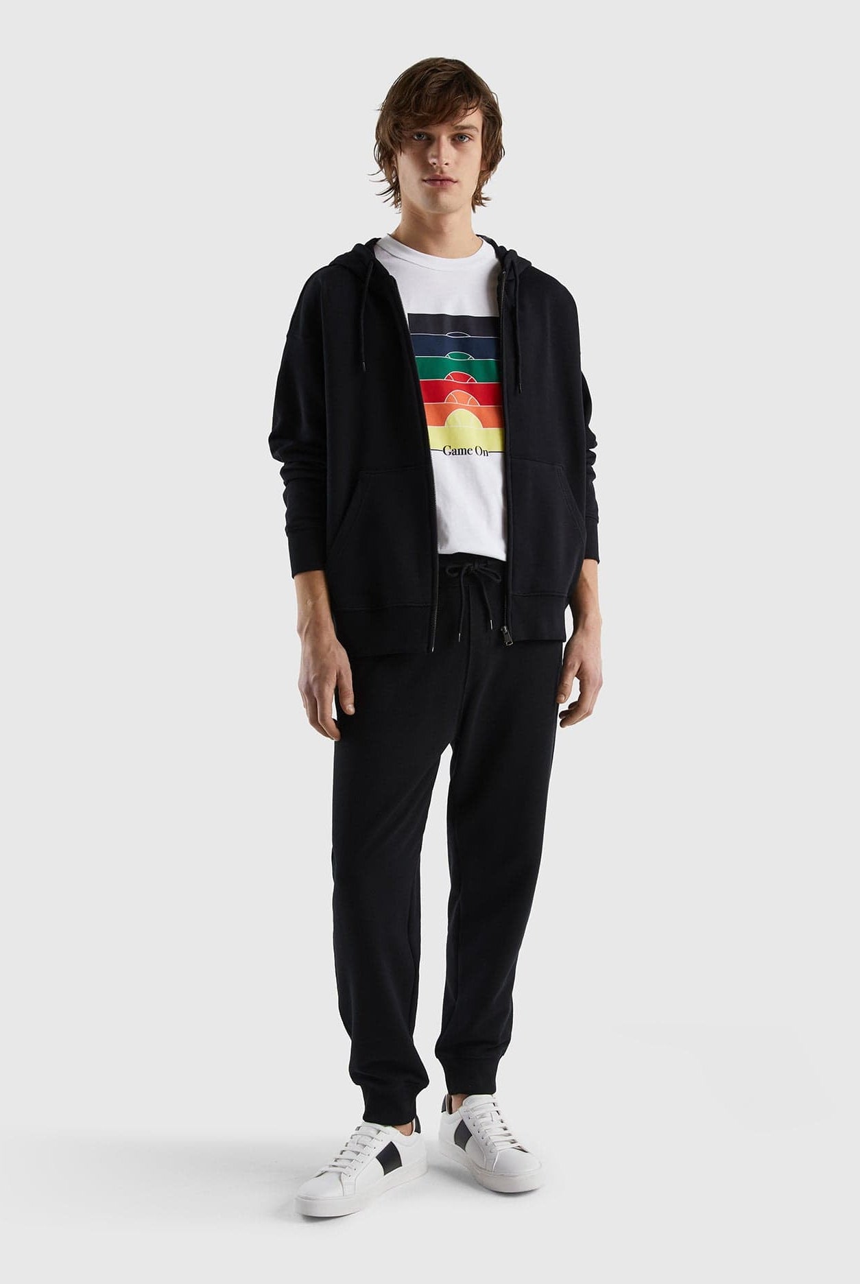 يونايتد كولورز اوف بينيتون بلوفر بسحاب من القطن كم طويل رجالي