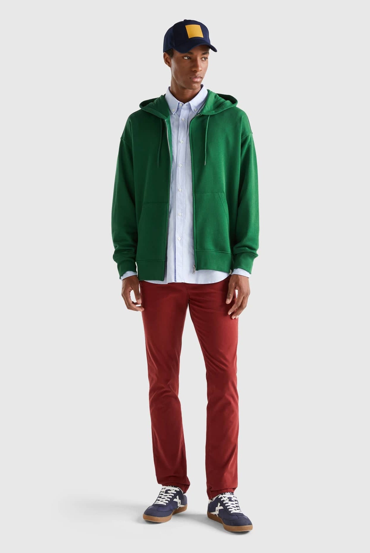 يونايتد كولورز اوف بينيتون بلوفر بسحاب من القطن كم طويل رجالي