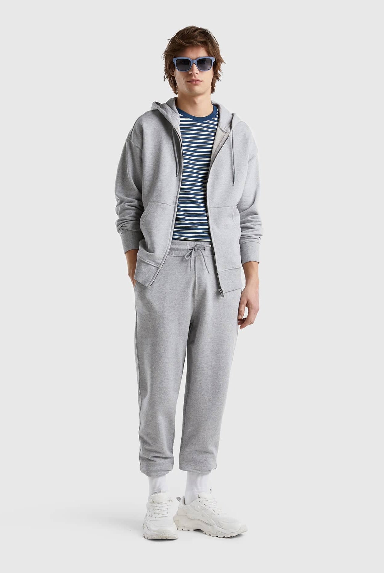 يونايتد كولورز اوف بينيتون بلوفر بسحاب من القطن كم طويل رجالي