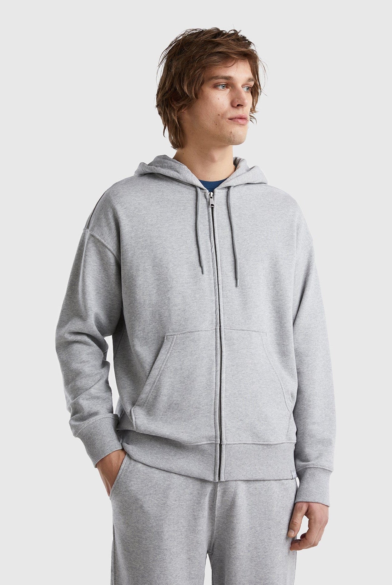 يونايتد كولورز اوف بينيتون بلوفر بسحاب من القطن كم طويل رجالي