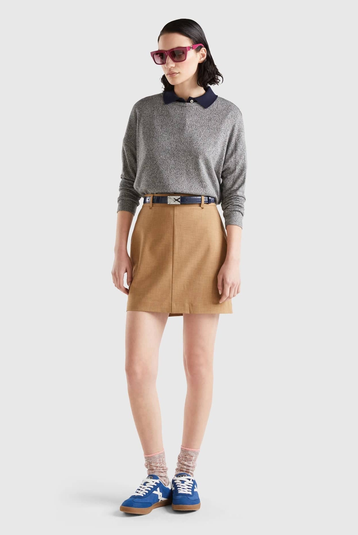 يونايتد كولورز اوف بينيتون تيشيرت نسائي طويل الأكمام من الفيسكوز المطاطي