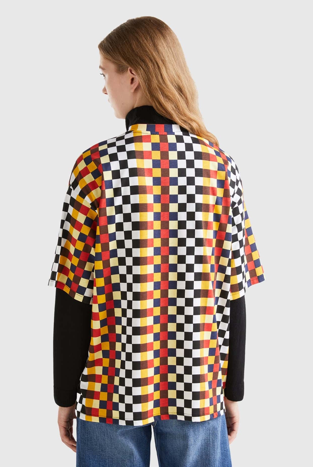 يونايتد كولورز اوف بينيتون تيشيرت بنقشة متعددة الألوان نص كم نسائي