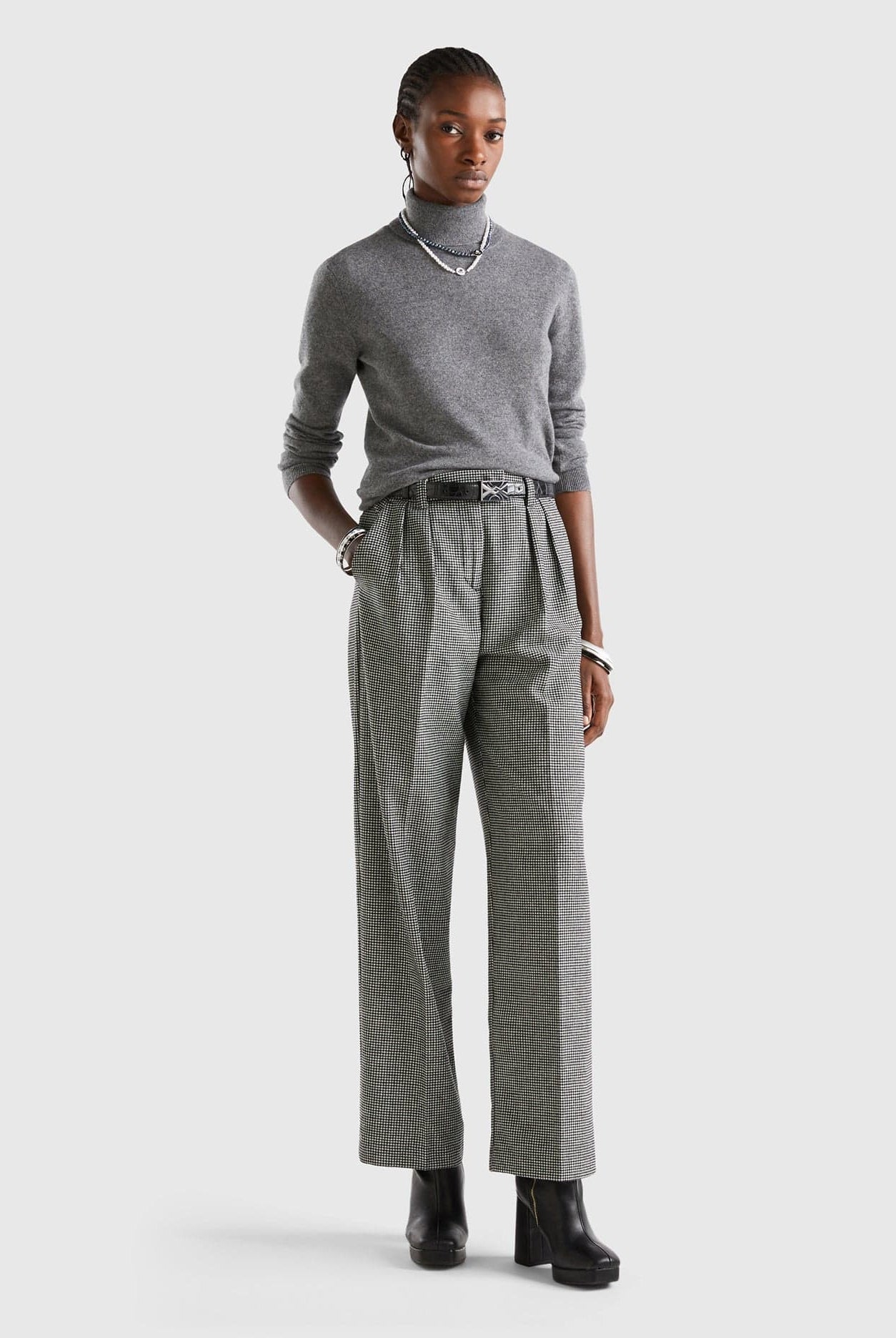 يونايتد كولورز اوف بينيتون بنطلون واسع الساق بنقشة نسائي