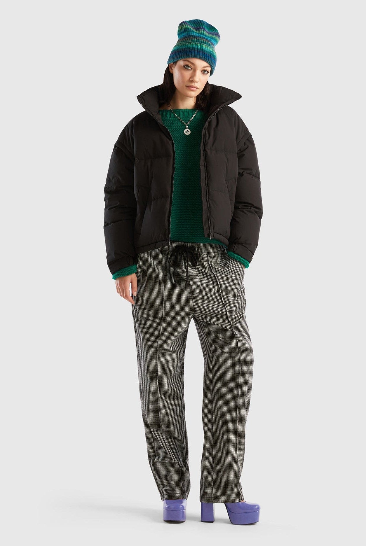 يونايتد كولورز اوف بينيتون بنطلون صوف ممزوج برباط خصر نسائي