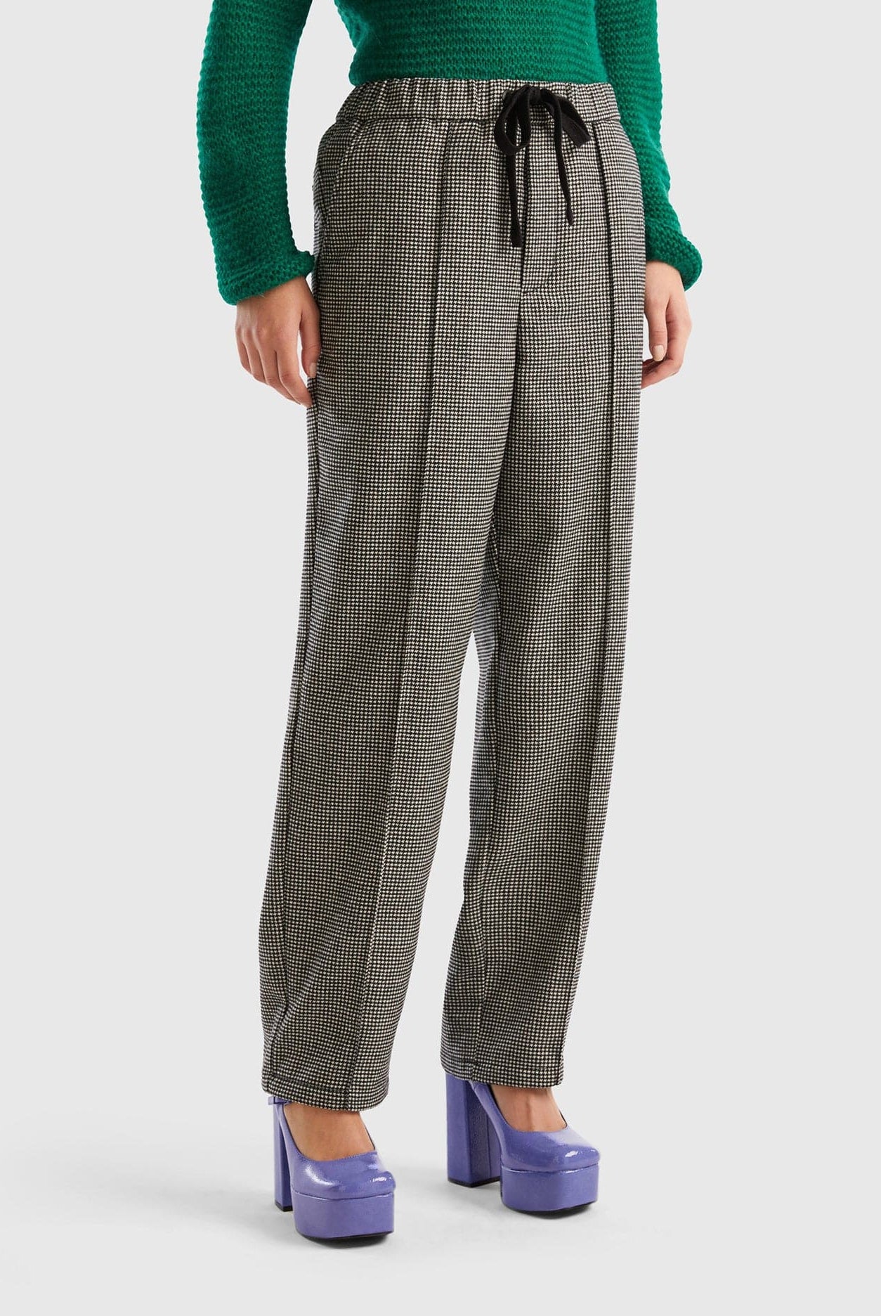 يونايتد كولورز اوف بينيتون بنطلون صوف ممزوج برباط خصر نسائي