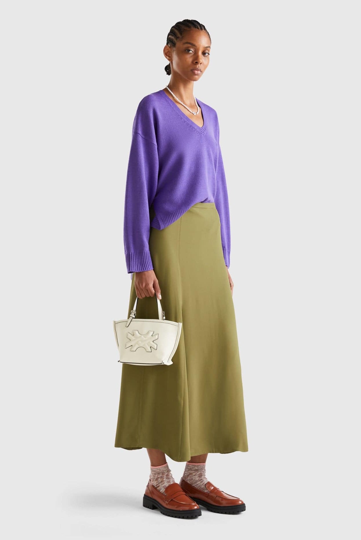 يونايتد كولورز اوف بينيتون تنورة ميدي نسائي ساتان