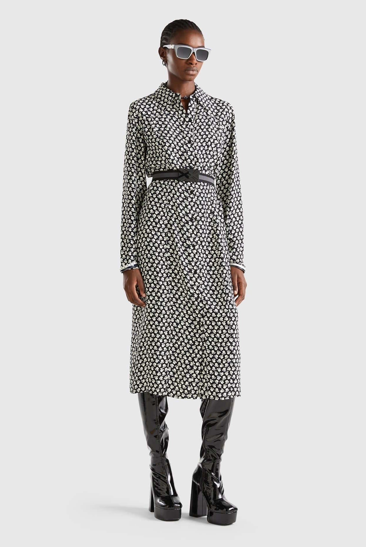 يونايتد كولورز اوف بينيتون فستان طويل مزخرف بالزهور للنساء