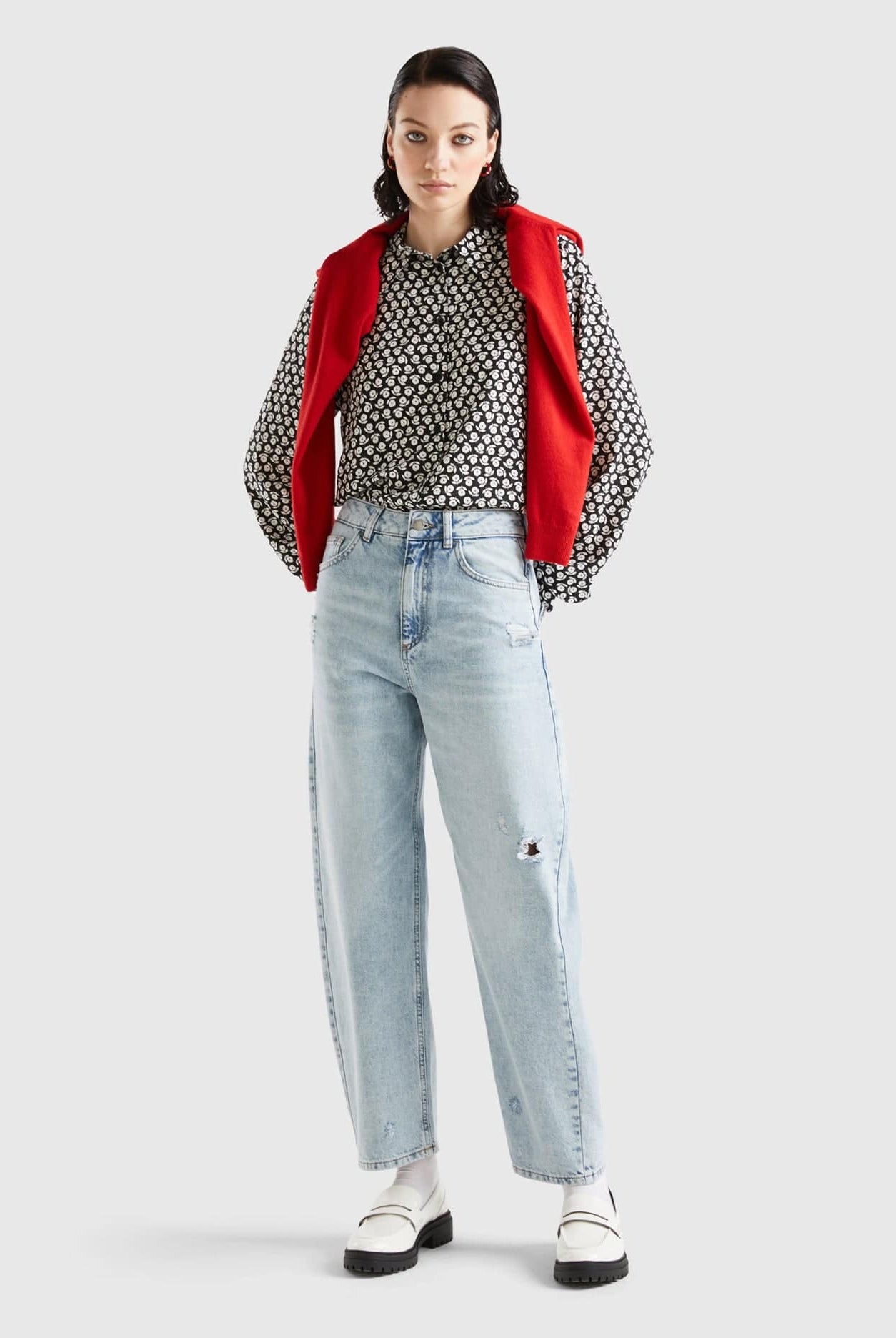 يونايتد كولورز اوف بينيتون بنطلون سادة واسع طويل نسائي