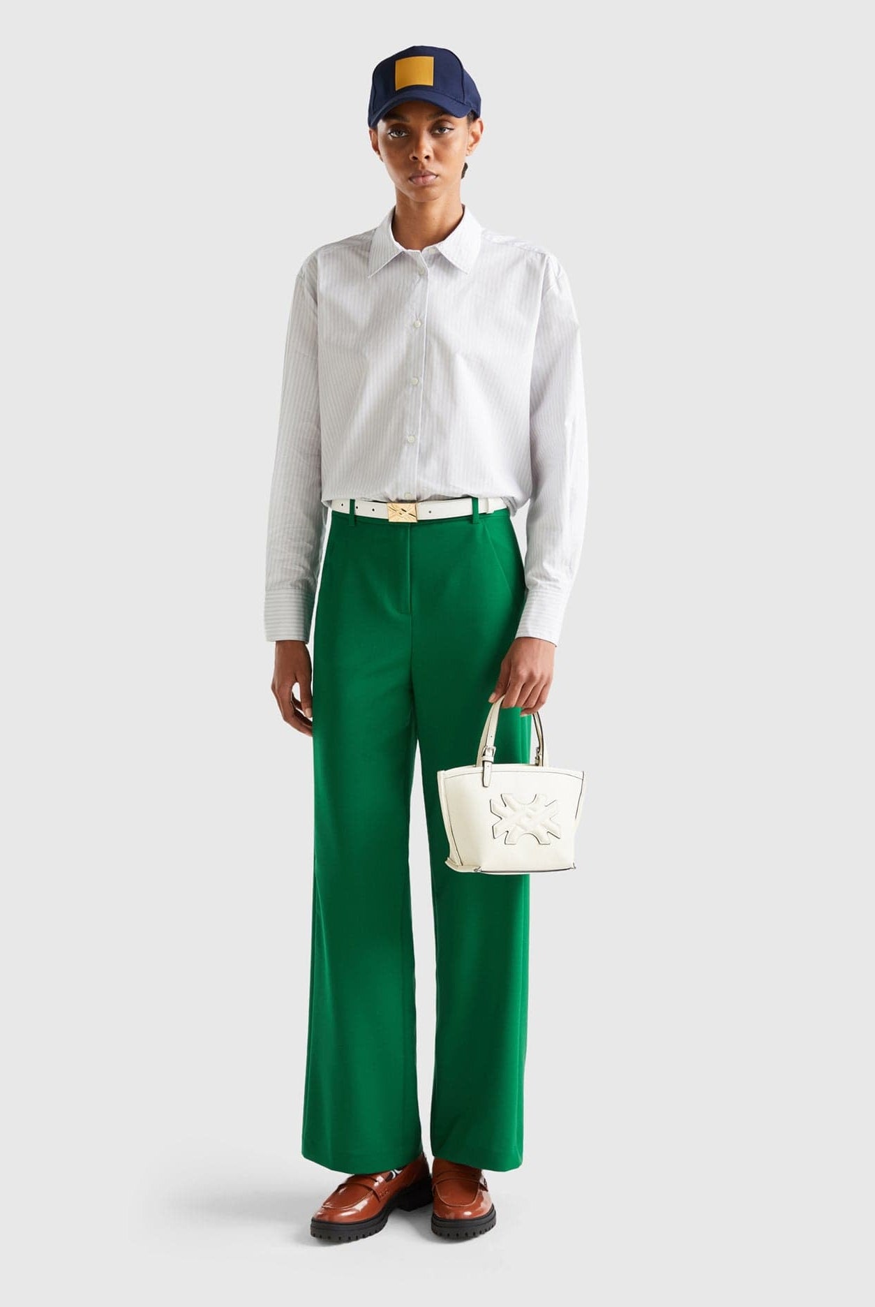 يونايتد كولورز اوف بينيتون قميص من القطن الخالص بنسبة 100% مخطط بالطول