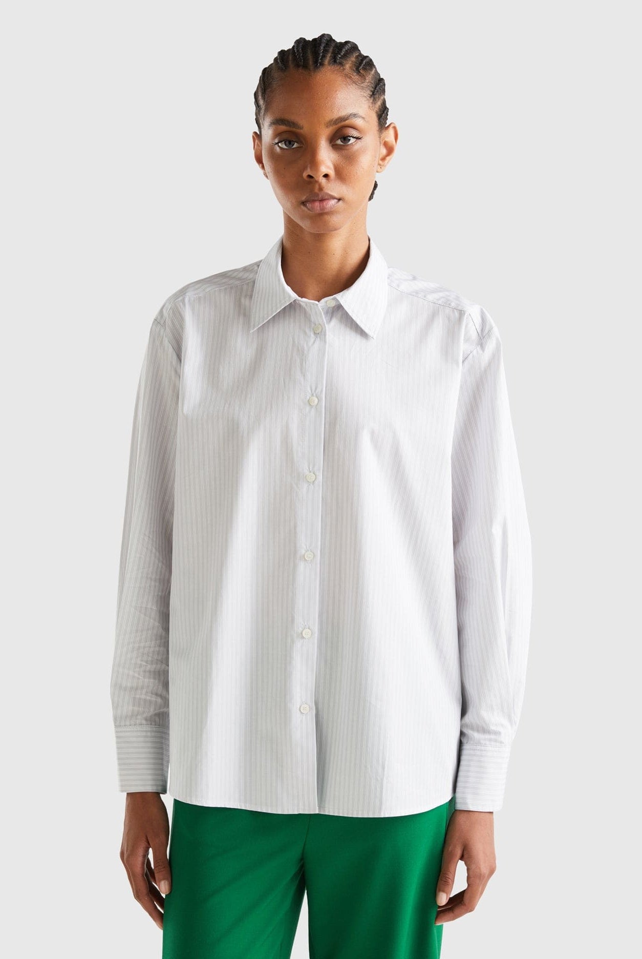 يونايتد كولورز اوف بينيتون قميص من القطن الخالص بنسبة 100% مخطط بالطول