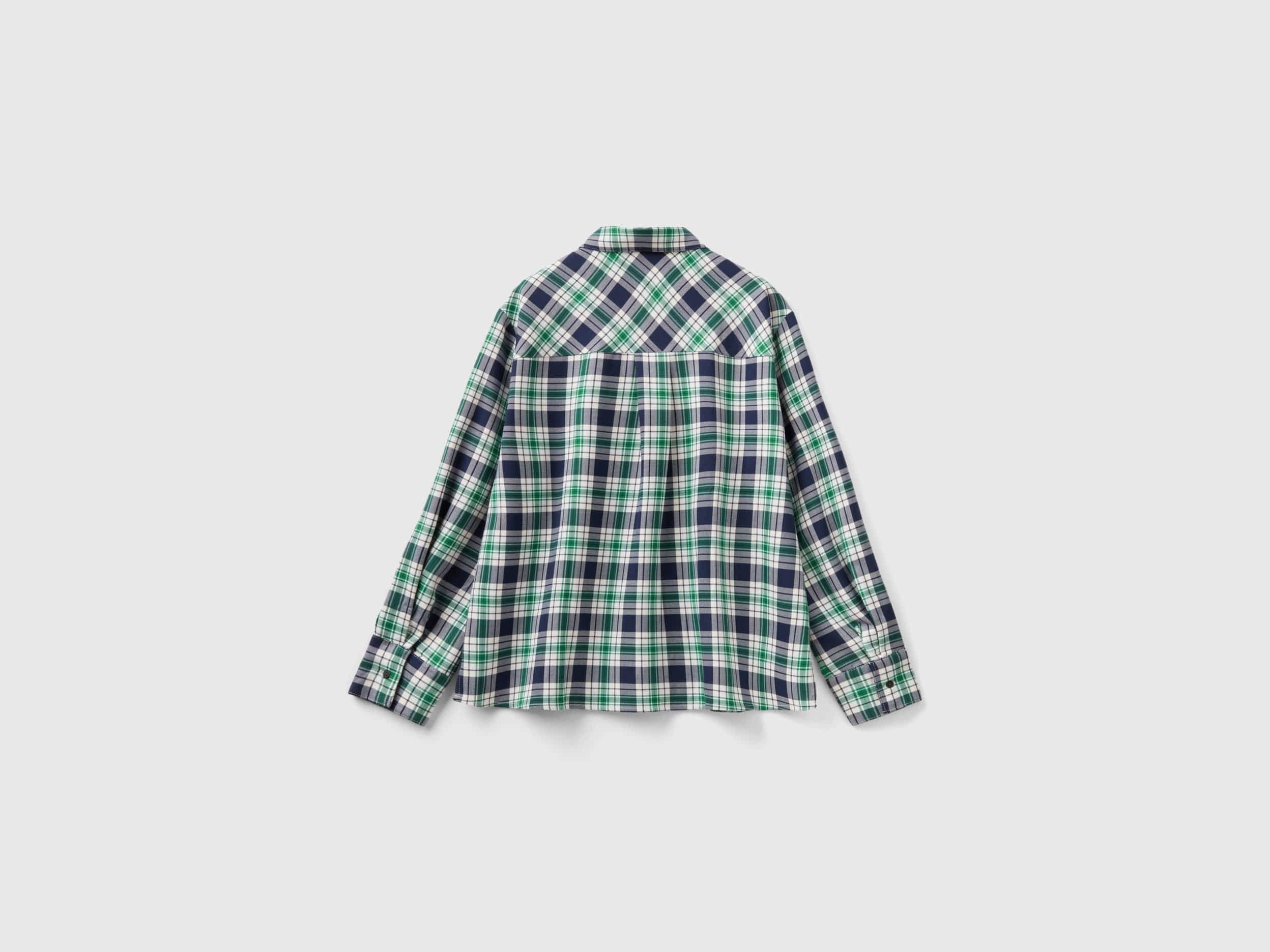 يونايتد كولورز اوف بينيتون قميص من مزيج الفسكوز بنقشة الكاروهات كم طويل رجالي