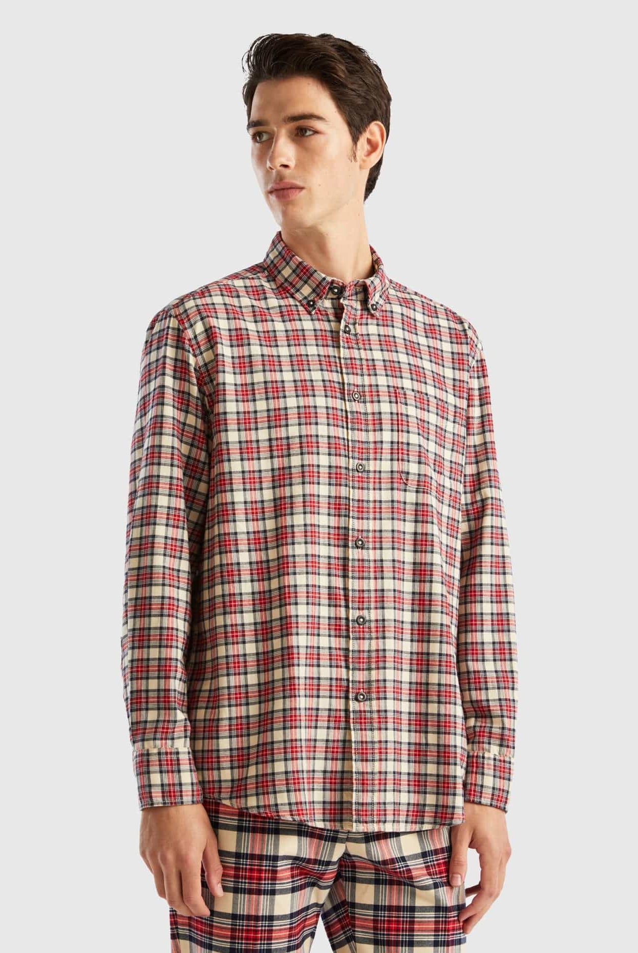 يونايتد كولورز اوف بينيتون قميص كاروهات كم طويل