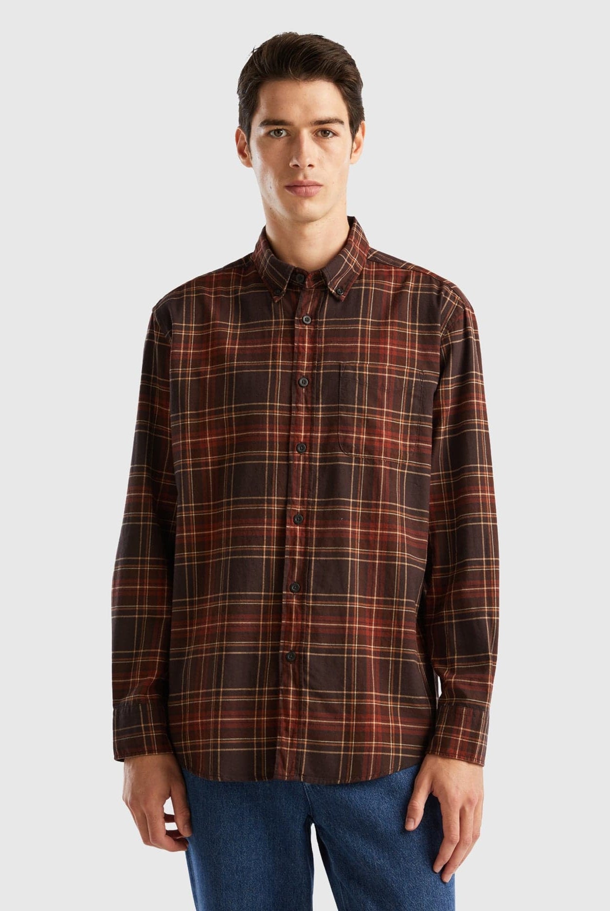 يونايتد كولورز اوف بينيتون قميص كاروهات كم طويل