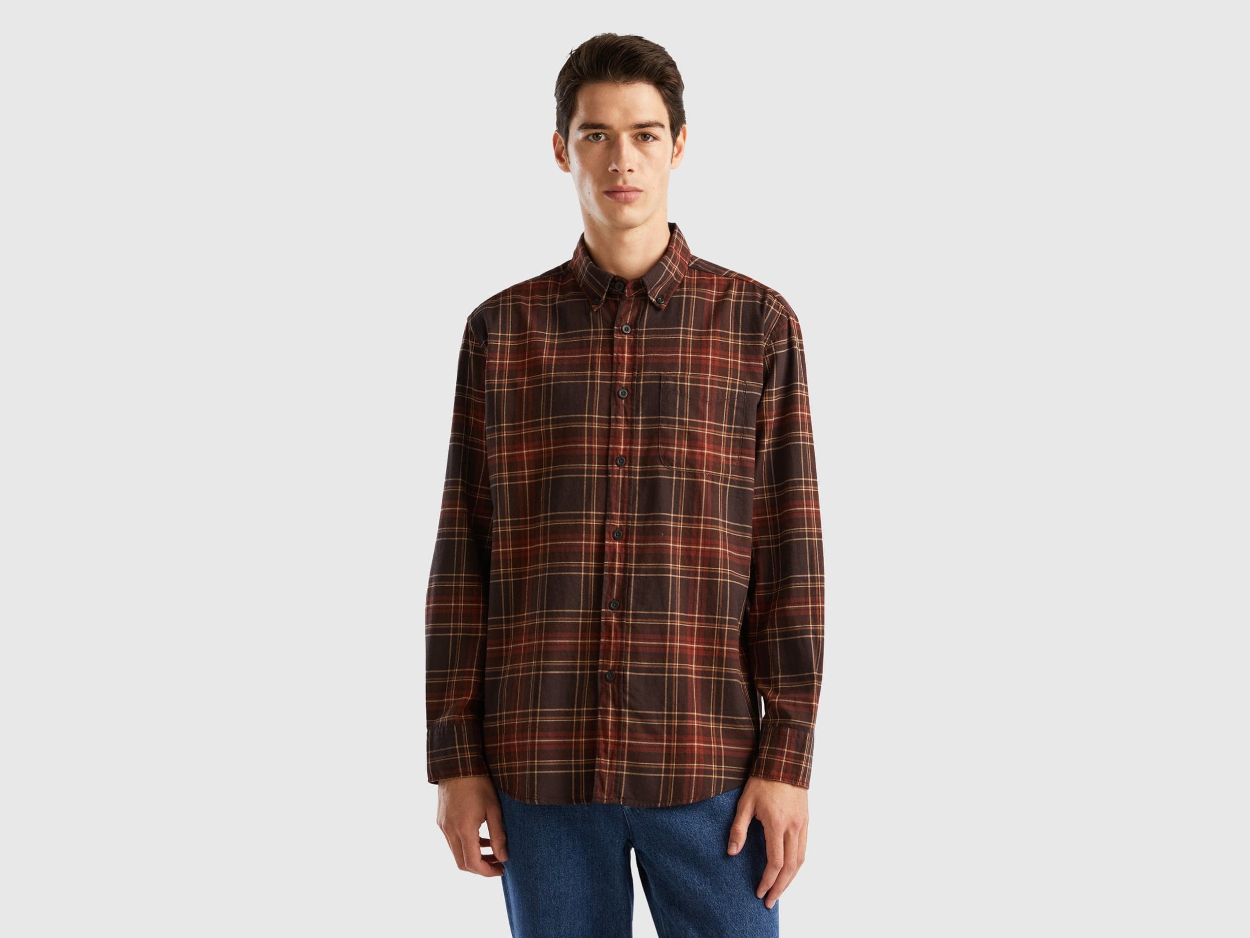 يونايتد كولورز اوف بينيتون قميص كاروهات كم طويل