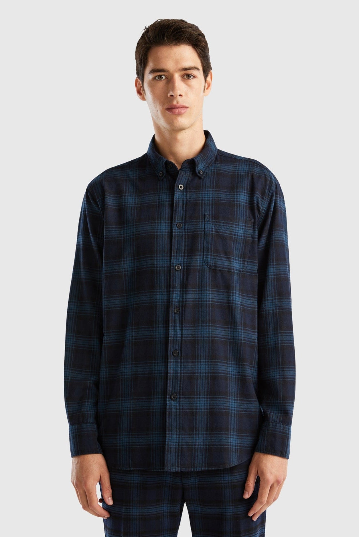 يونايتد كولورز اوف بينيتون قميص كاروهات كم طويل